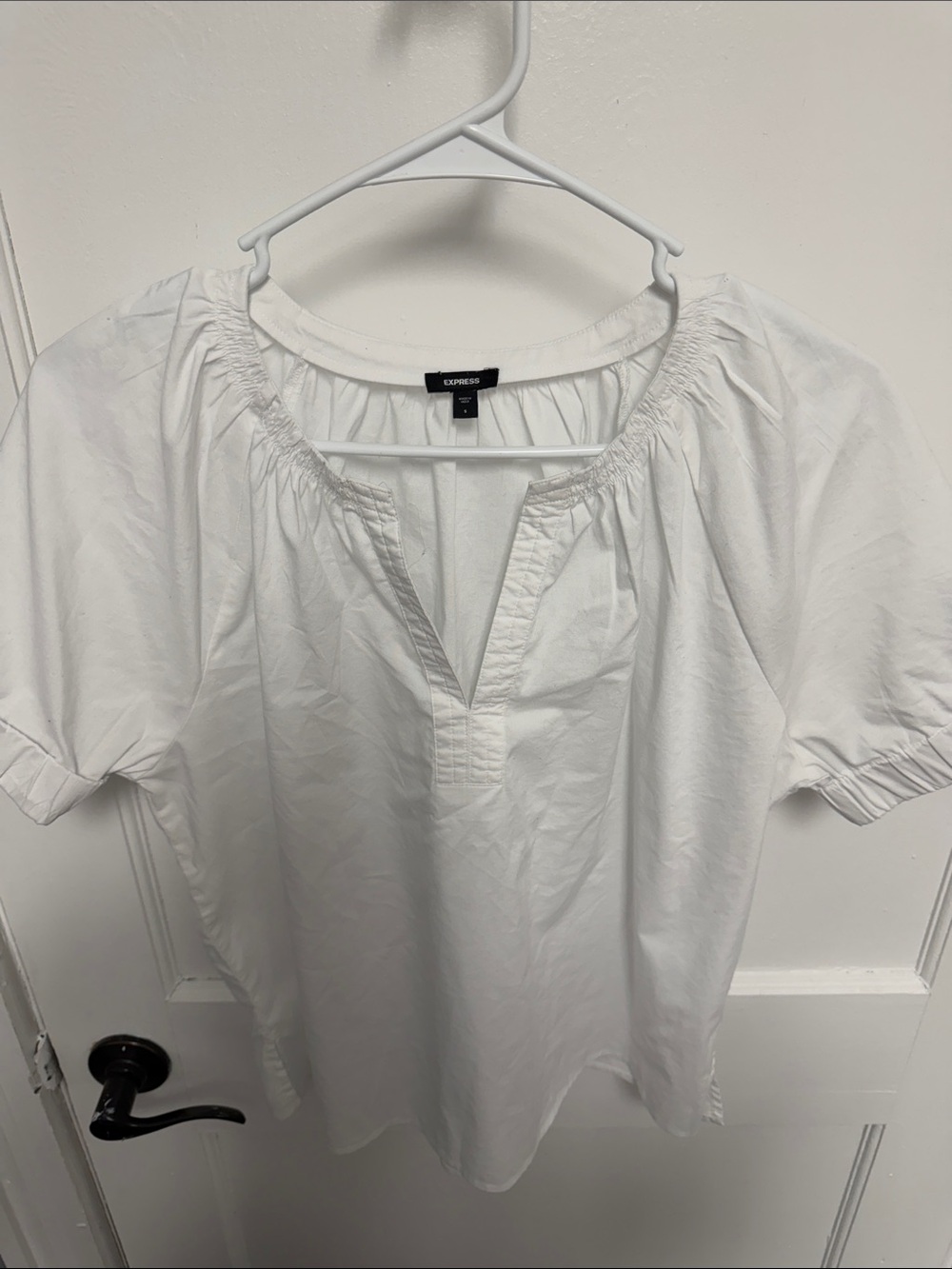 Express White Peasant Tunic Top